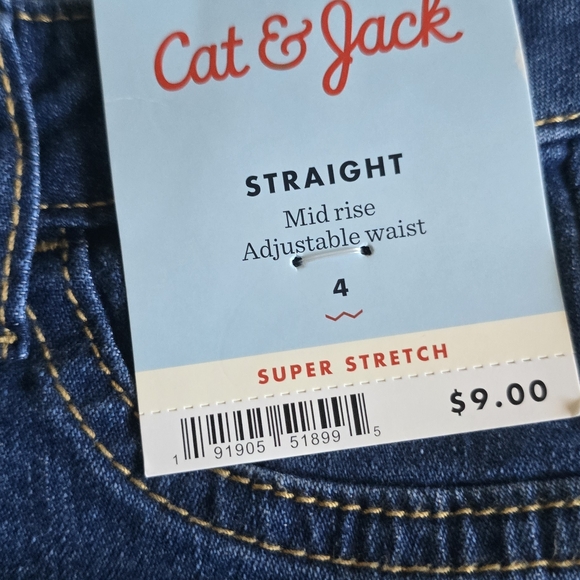 Cat & Jack Little Girls Blue Jeans.  Size 4.  NWT - Picture 3 of 3